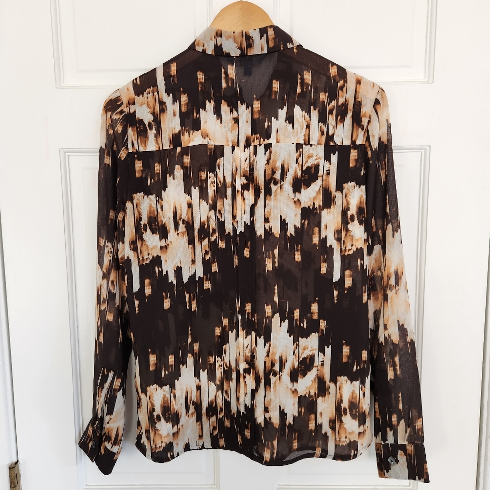 Derek Lam Long Sleeve Print Button Front Top - Picture 4 of 6